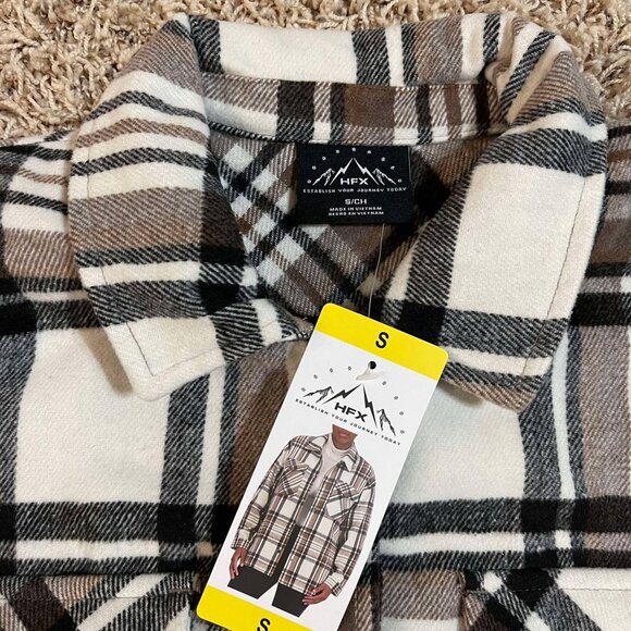 HFX Women’s Relaxed Fit Oversized Long Sleeve Shirt Jacket Brown, Size S (New) - Picture 8 of 14